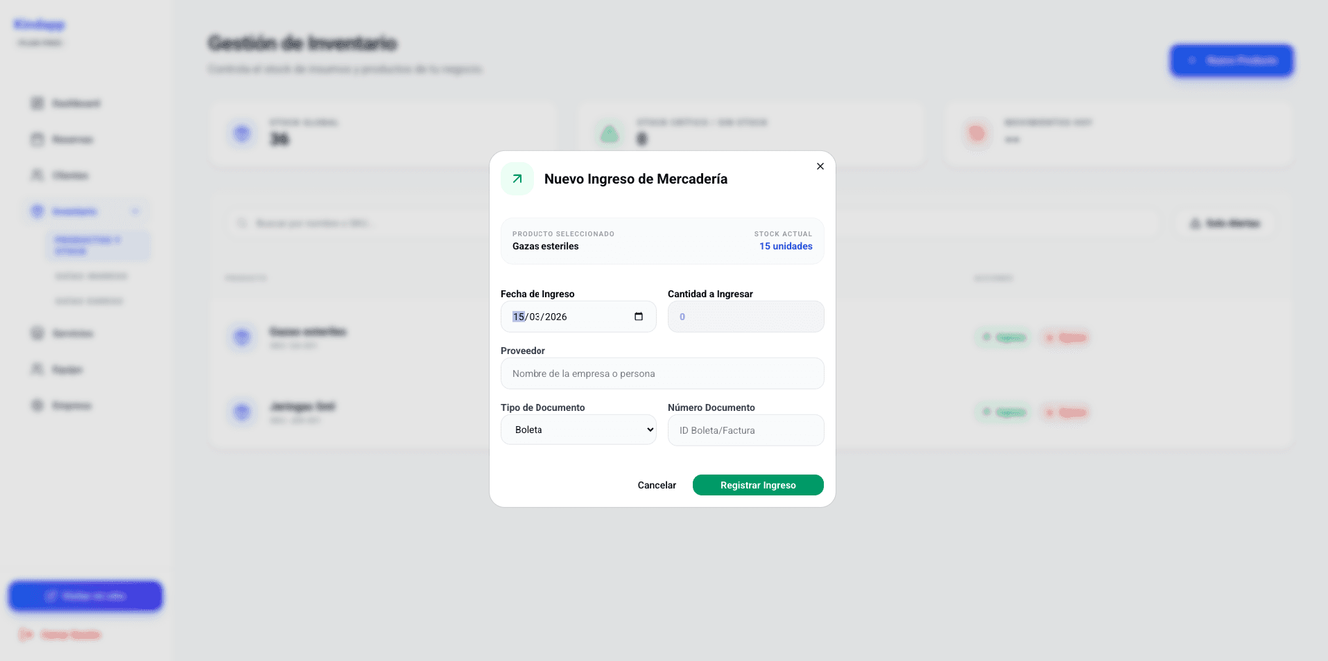 Control de inventario y stock en KindAp